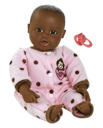 Giggle Time Baby Girl, Dark Skin, Black/Brown