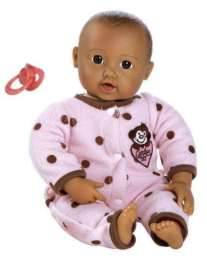 Giggle Time Baby Girl, Medium Skin, Dark Brown/Brown