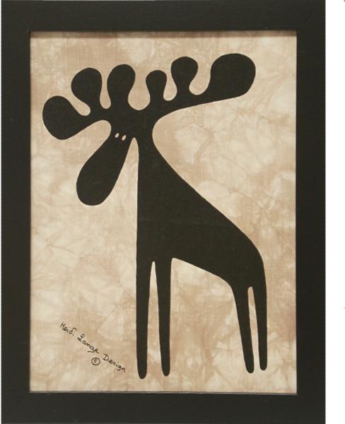 Batik, Single Moose - Framed