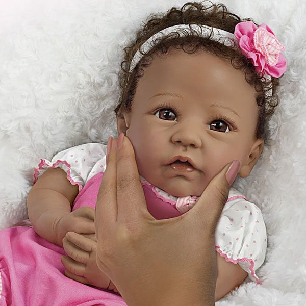Weighted African American Silicone TASHA 18'' Baby Girl Doll Ashton-Drake 
