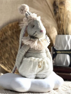 Grey Bunny with Cloud by Lullu Dolls