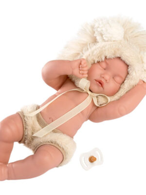 Llorens 11.8" Articulated Little Baby Doll Austin with Lion Hood