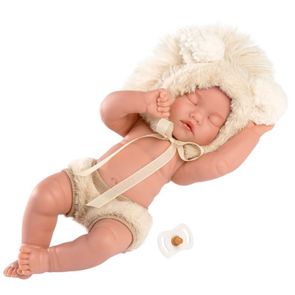 Llorens 11.8" Articulated Little Baby Doll Austin with Lion Hood