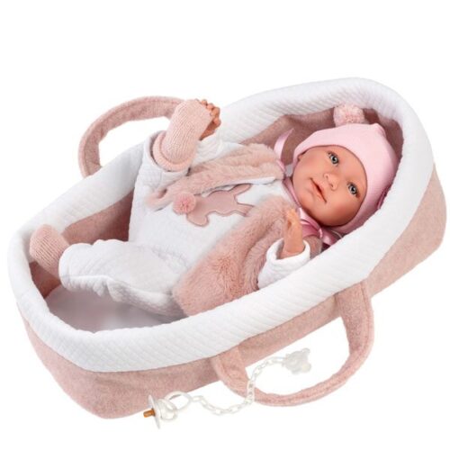 Llorens 16.5" Soft Body Crying Baby Doll Opal with Carrycot
