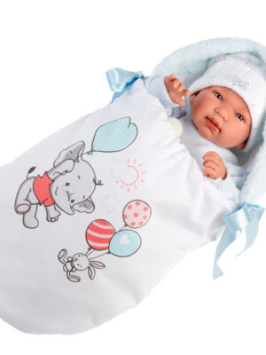 Llorens 17.3" Soft Body Crying Newborn Doll Ricardo with Sleeping Bag