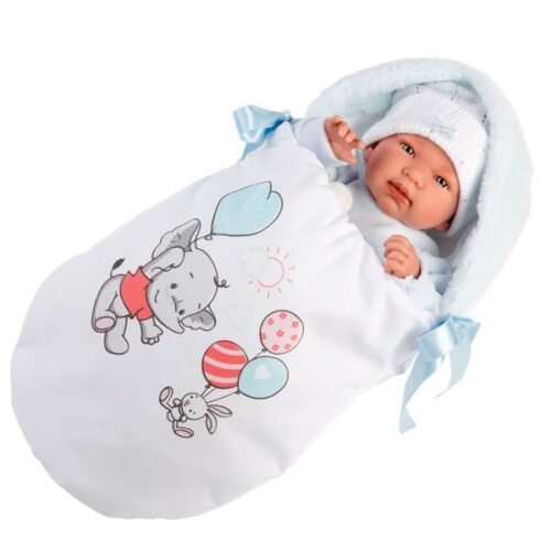 Llorens 17.3" Soft Body Crying Newborn Doll Ricardo with Sleeping Bag