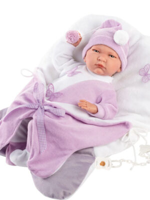 Llorens 16.5" Soft Body Baby Doll Ruby with Butterfly Sleeping Bag