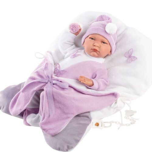 Llorens 16.5" Soft Body Baby Doll Ruby with Butterfly Sleeping Bag
