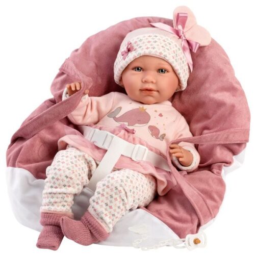 Llorens 16.5" Soft Body Crying Baby Doll Selena with Baby Carrier
