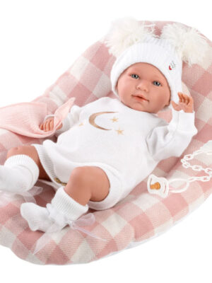 Llorens 16.5" Soft Body Baby Doll Stella with Bed Cushion