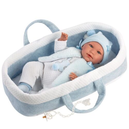 16.5" Soft Body Crying Baby Doll Tristan with Carrycot