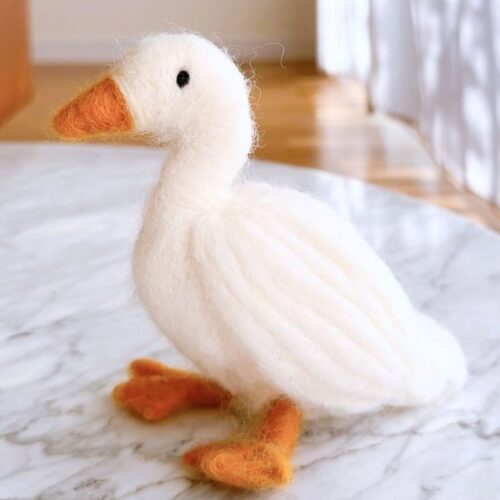 Needle Felted White Duck