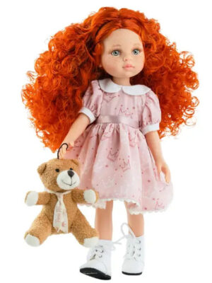 Las Amigas Doll - Margot Pink Dress & Her Teddy Bear - Paola