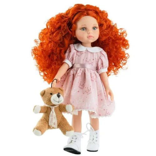 Las Amigas Doll - Margot Pink Dress & Her Teddy Bear - Paola